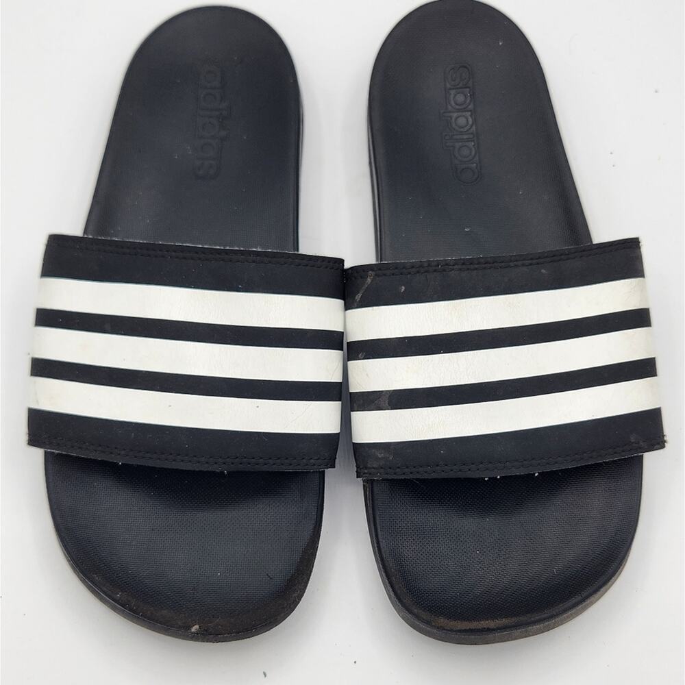 Adidas Adilette Slip On Slide Sandals Flip Flops Women's Size 8 Black & White‎